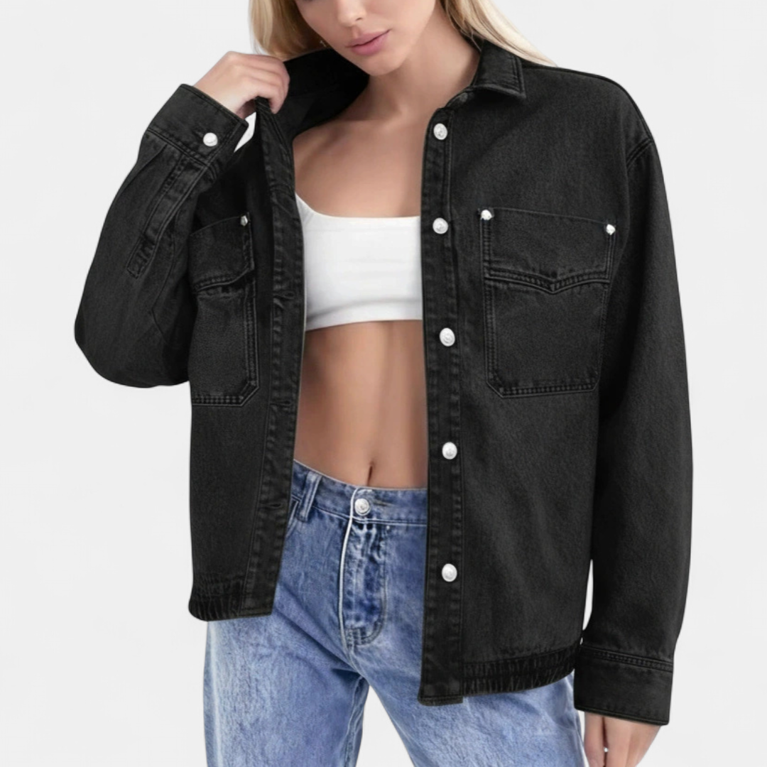 Leah | Vintage Washed Drop Shoulder Denim Jacket