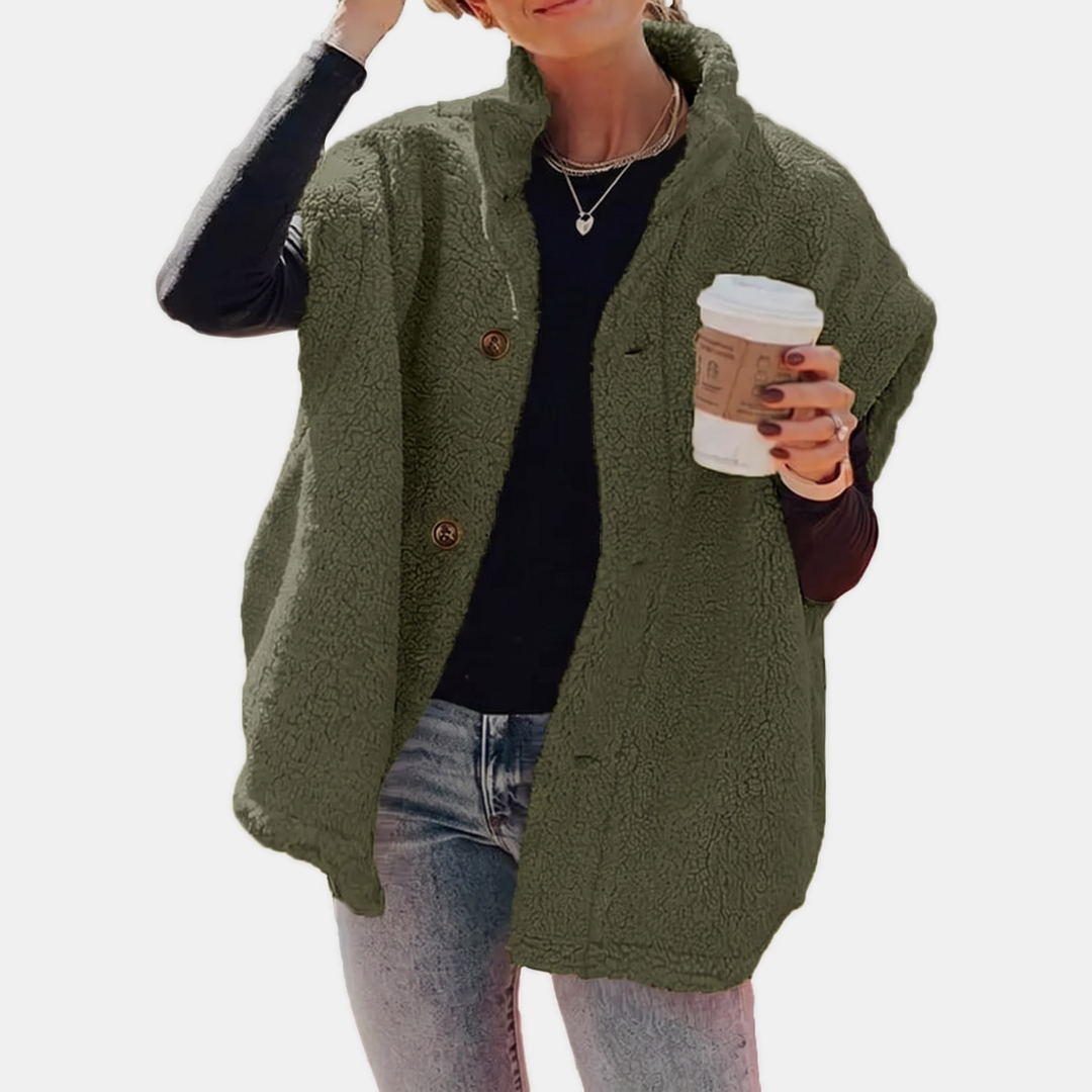Women's Sleeveless Sherpa Fleece Button Down Vest Jacket with Pockets