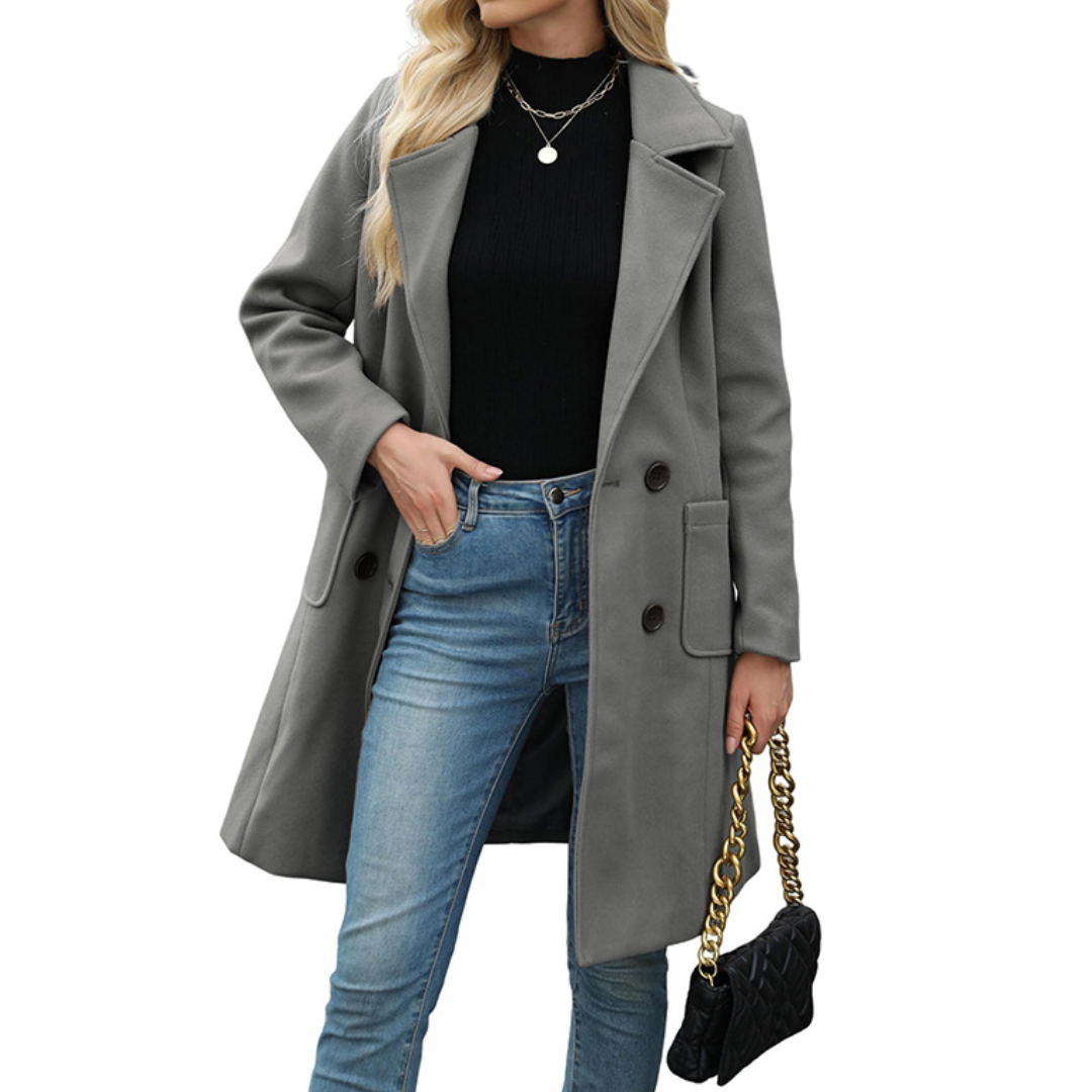 Riley | Double-Breasted Wool Blend Mid-Long Coat