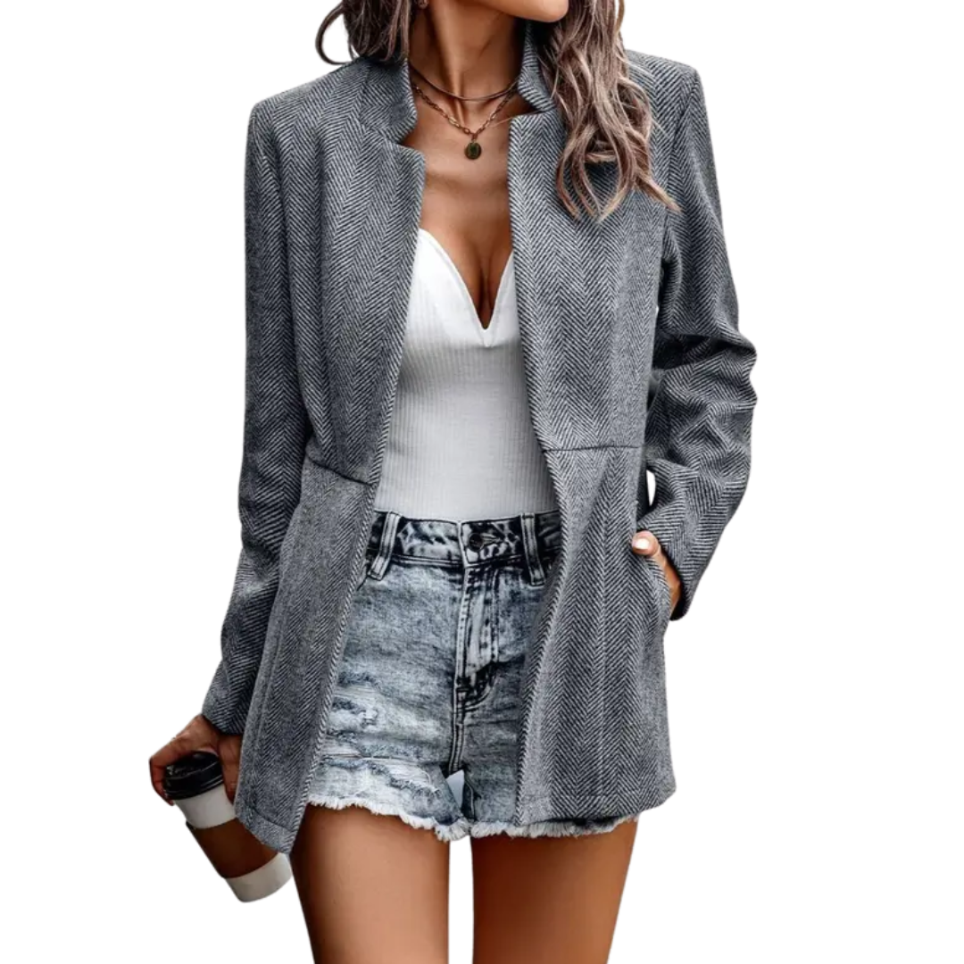 Lauren | Polished Open Front Wool Blazer