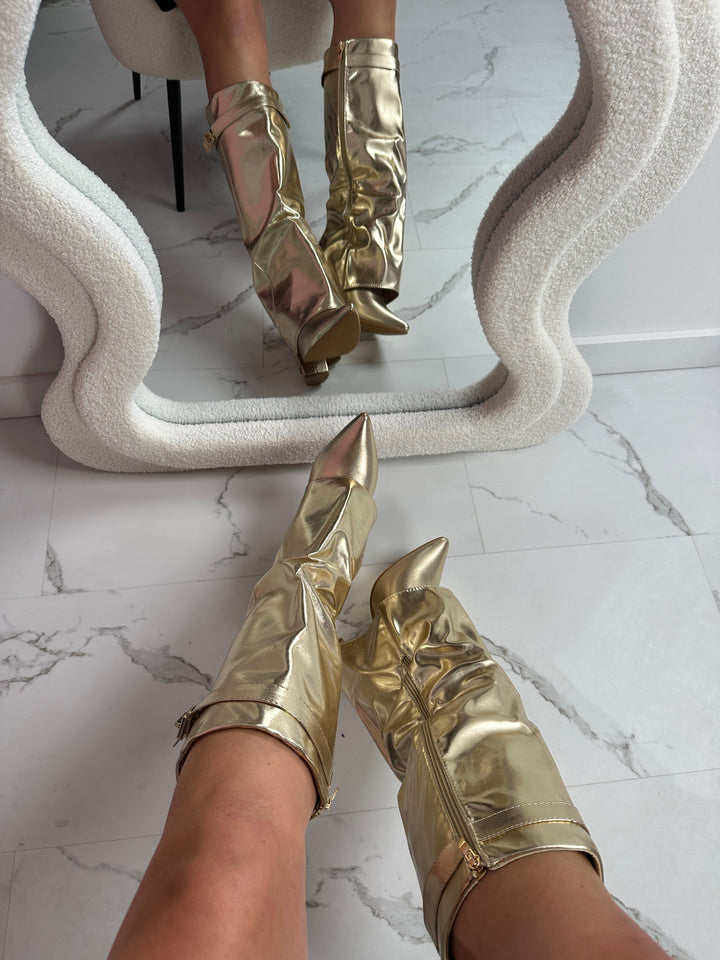 Sienna | Gold Leather Boots