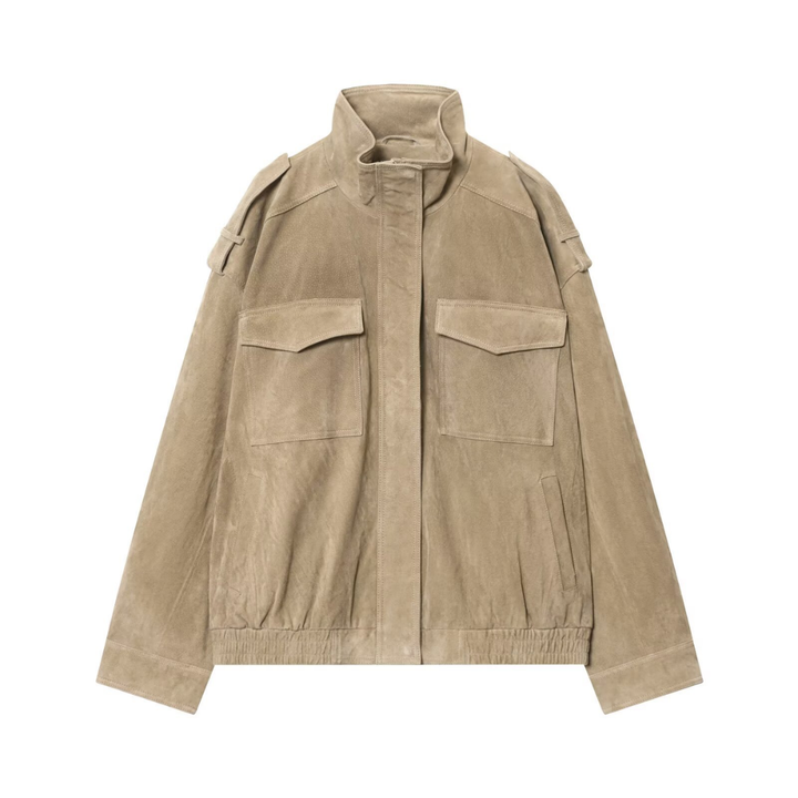 Millie | Suede Texture Bomber Jacket