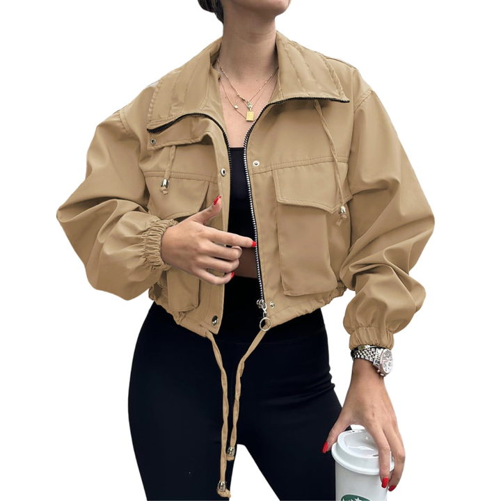 Xanthe | Solid Zip-Up Crop Jacket