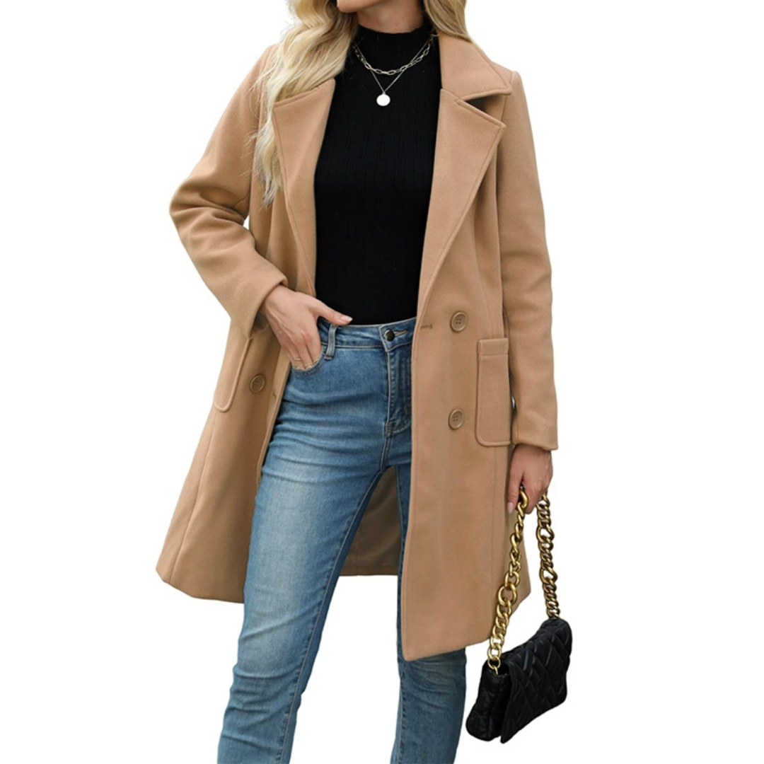 Riley | Double-Breasted Wool Blend Mid-Long Coat