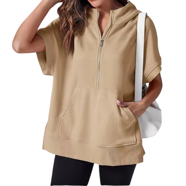 Scarlett | Relaxed Hooded Short Sleeve Sweatshirt