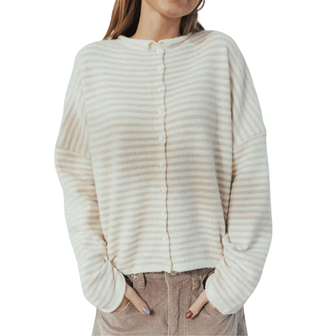 Isla | Striped Button-Front Knit Sweater