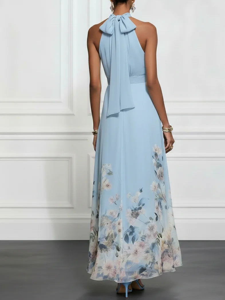 Annie | Maxi dress chiffon with flowers blue