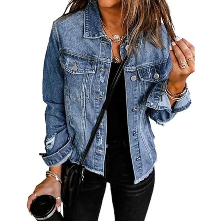 Amelia | Distressed Boyfriend Denim Jacket