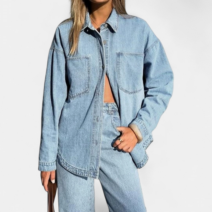Tahlia | Washed Vintage Oversized Denim Shirt Jacket