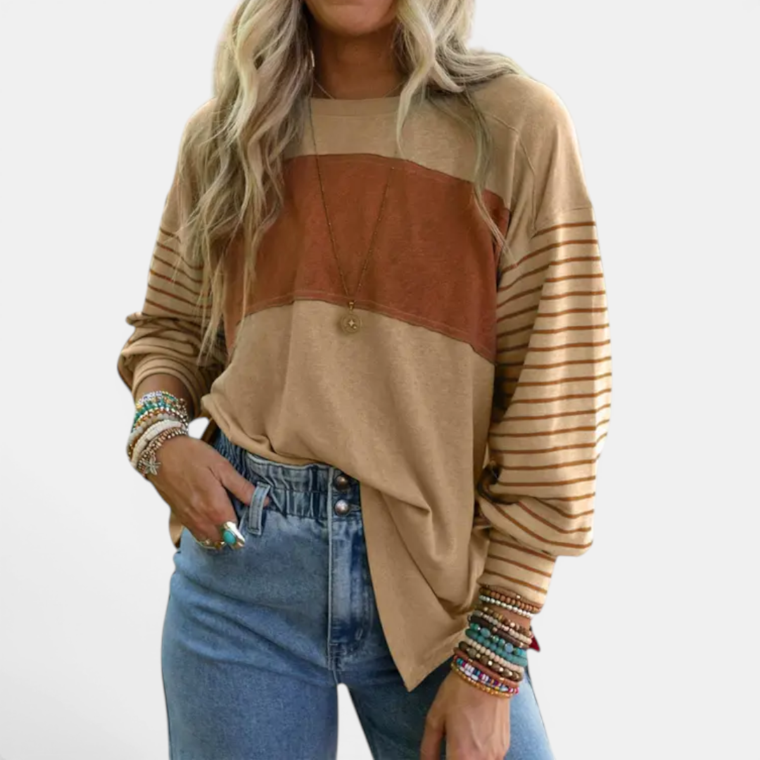 Paige | Striped Colour-Block Long Sleeve Top