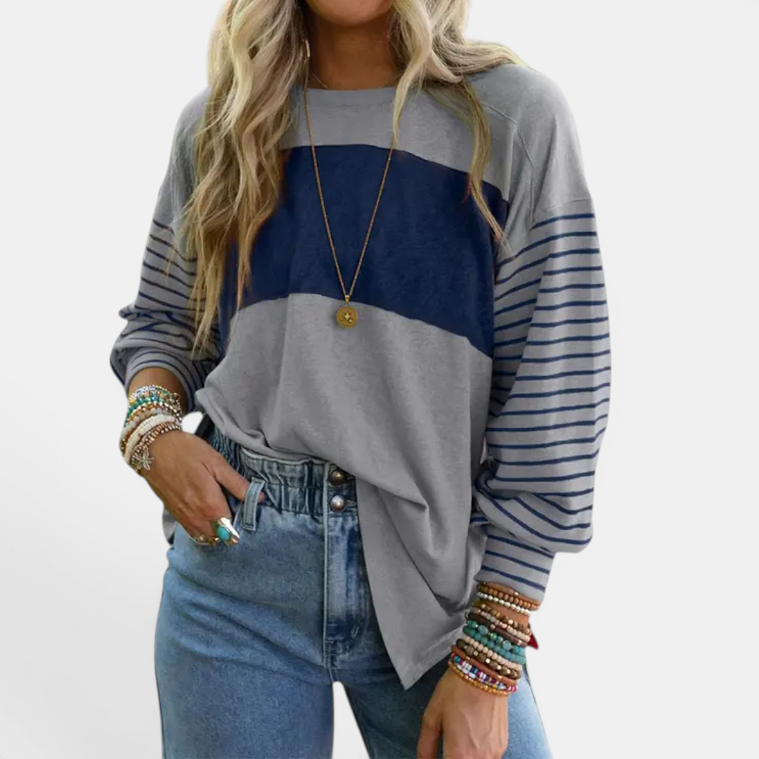 Paige | Striped Colour-Block Long Sleeve Top