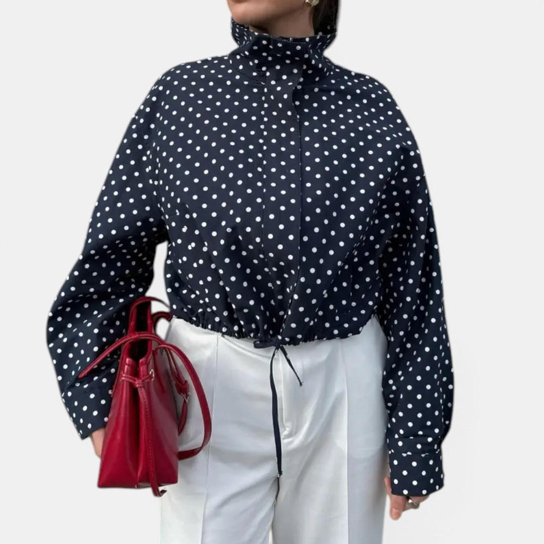 Heidi | Polka Dot Colour-Block Blazer Jacket