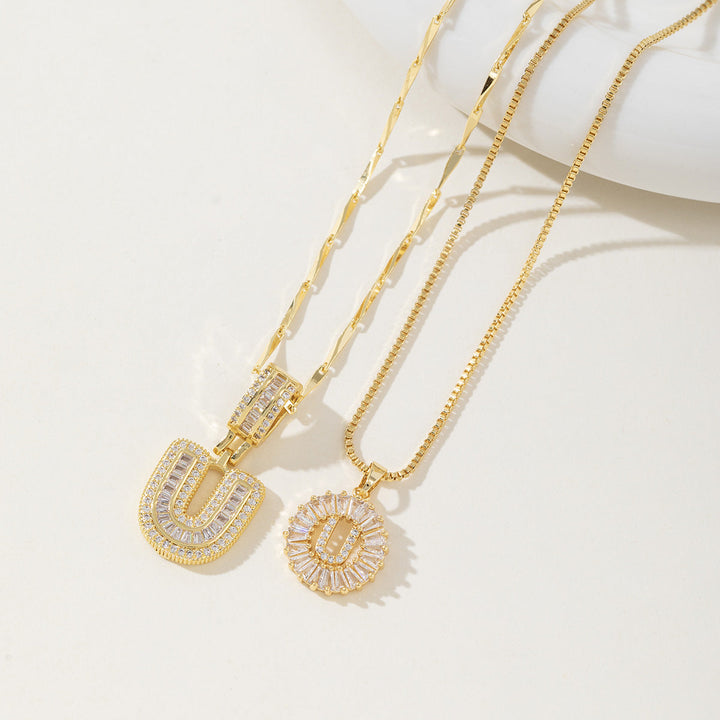 Danielle | Elegant 2-Pack Initial Letter Pendant Necklaces