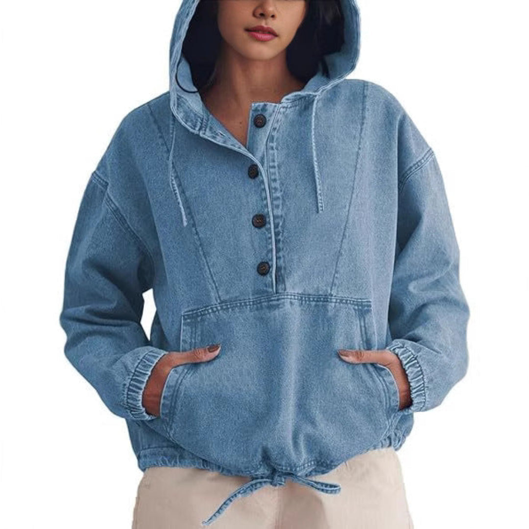 Francesca | Lightweight Pullover Jacket with Front Buttons and Hood