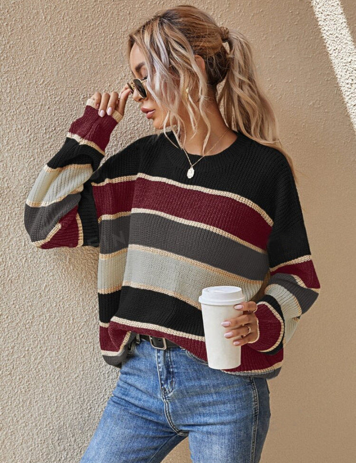 Jacinta | Comfy Striped Long Sleeve Round Neck Sweater