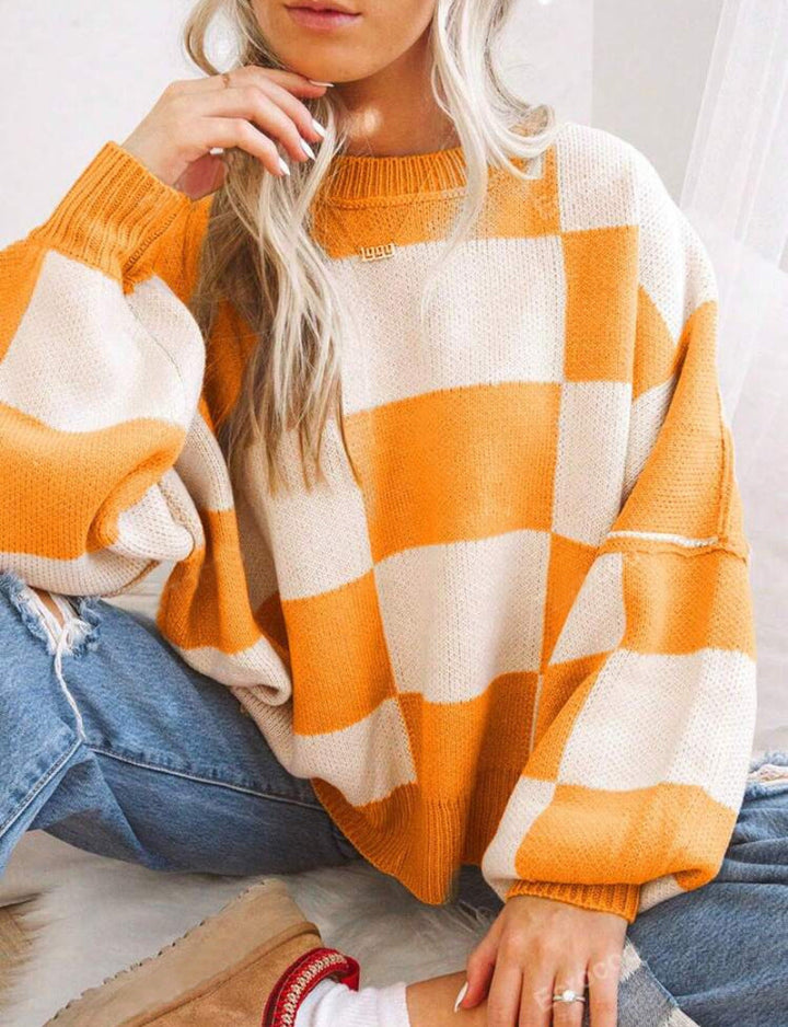 Tamara | Casual Plaid Long Sleeve Round Neck Sweater