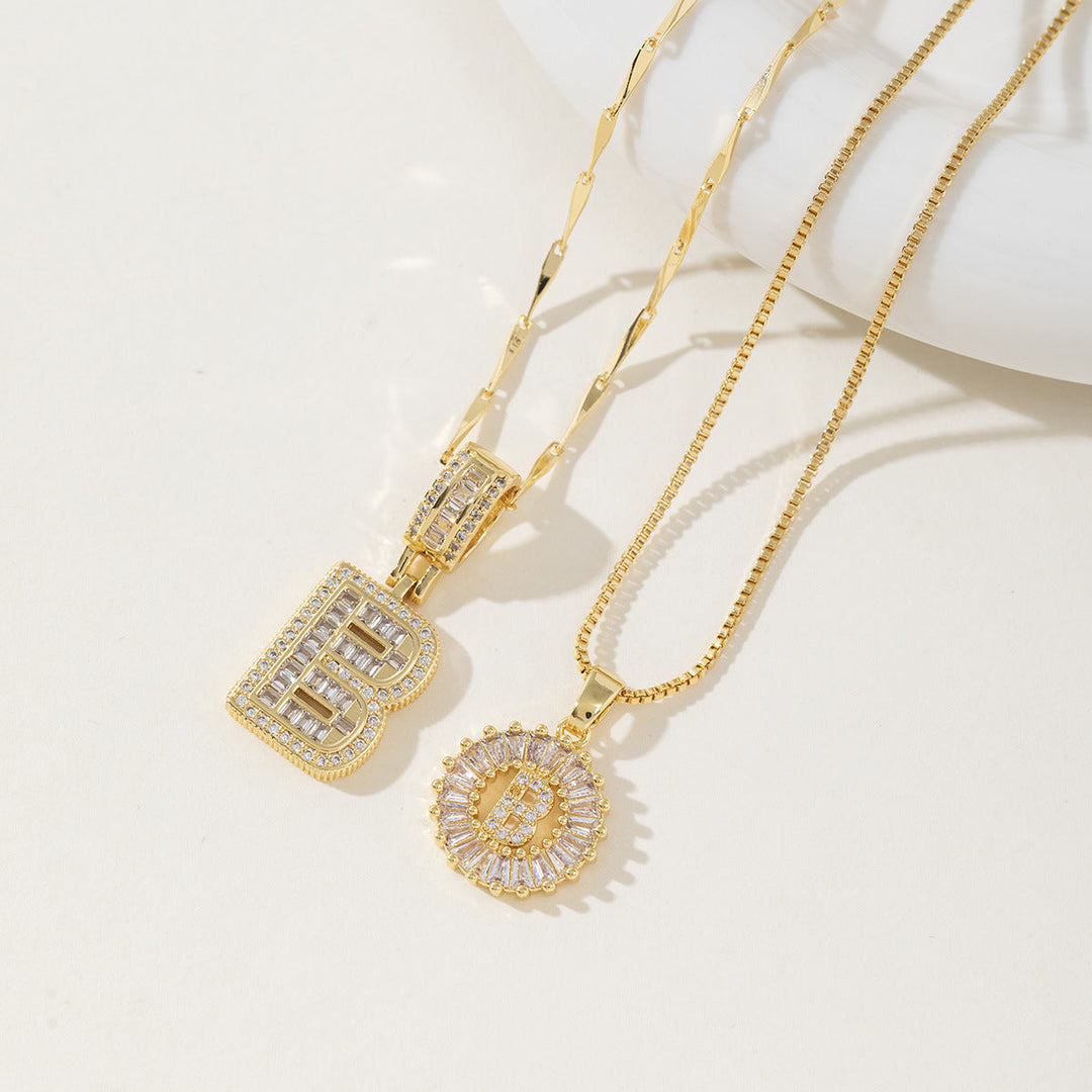 Danielle | Elegant 2-Pack Initial Letter Pendant Necklaces