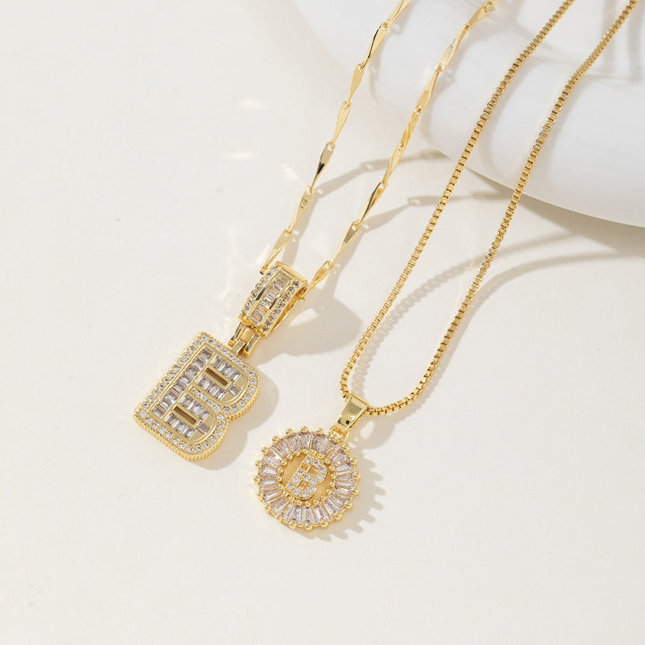 Danielle | Elegant 2-Pack Initial Letter Pendant Necklaces