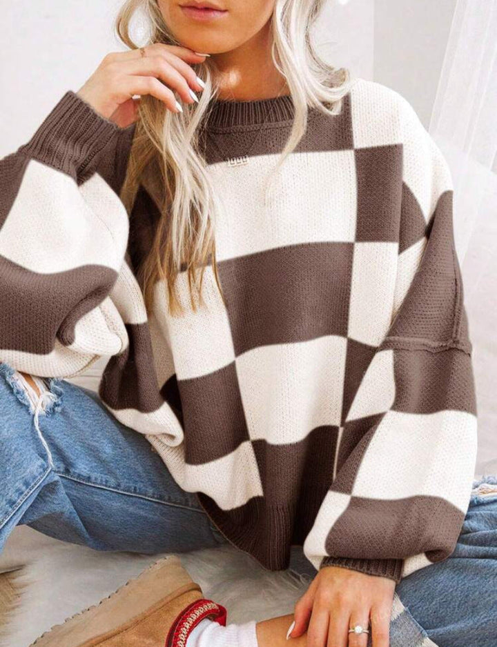 Tamara | Casual Plaid Long Sleeve Round Neck Sweater