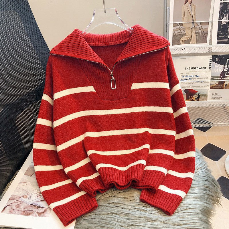 Jacinta | Chic Striped Long Sleeve Collared Top