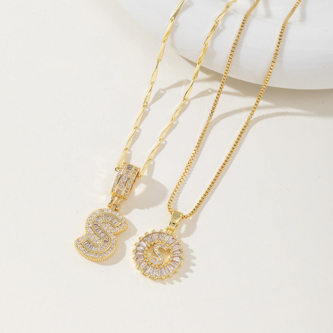 Danielle | Elegant 2-Pack Initial Letter Pendant Necklaces
