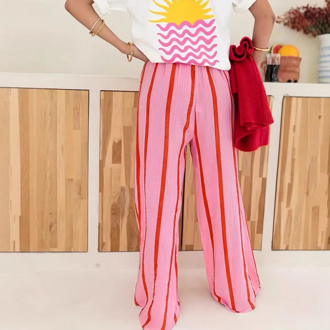 Alice | Comfy Striped Wide-Leg Lounge Trousers