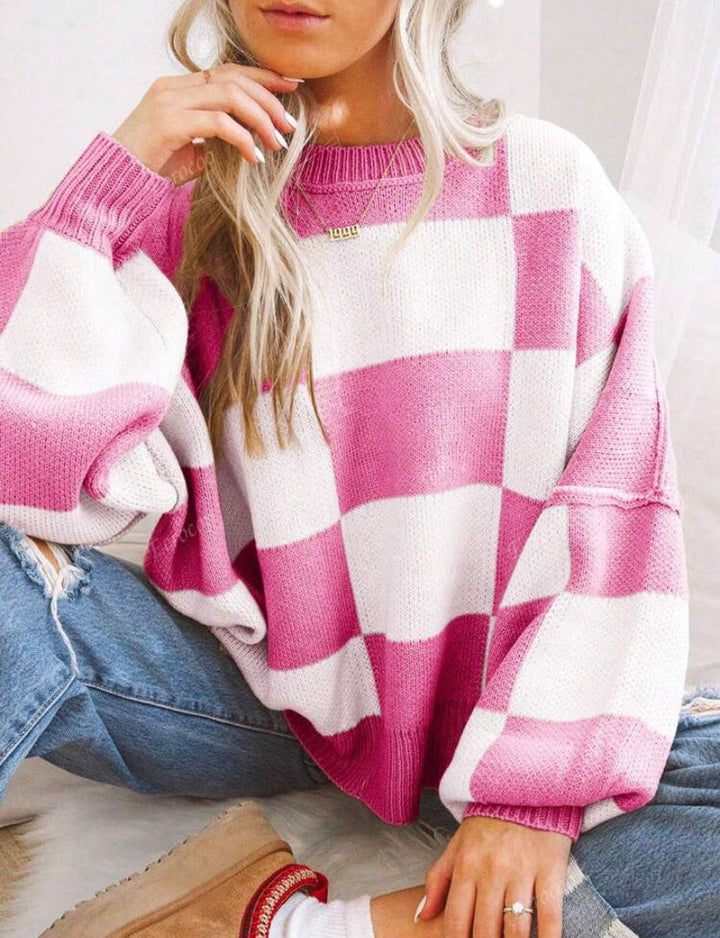 Tamara | Casual Plaid Long Sleeve Round Neck Sweater