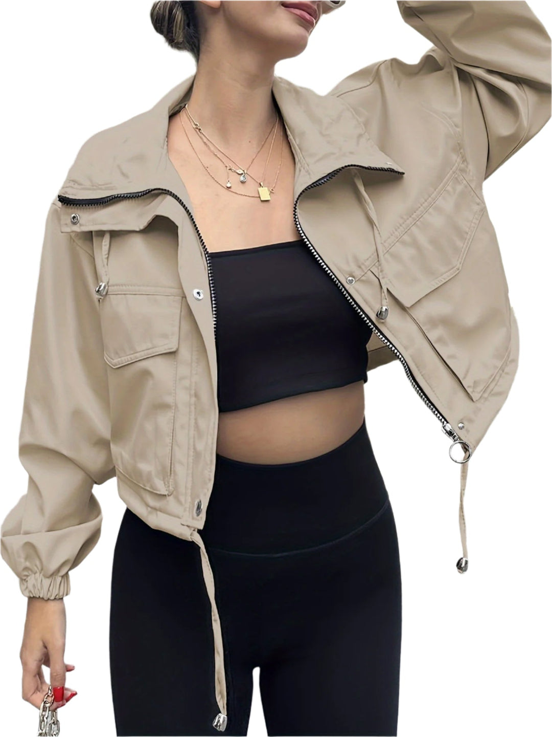 Megan | Lightweight Zip-Up Cropped Jacket