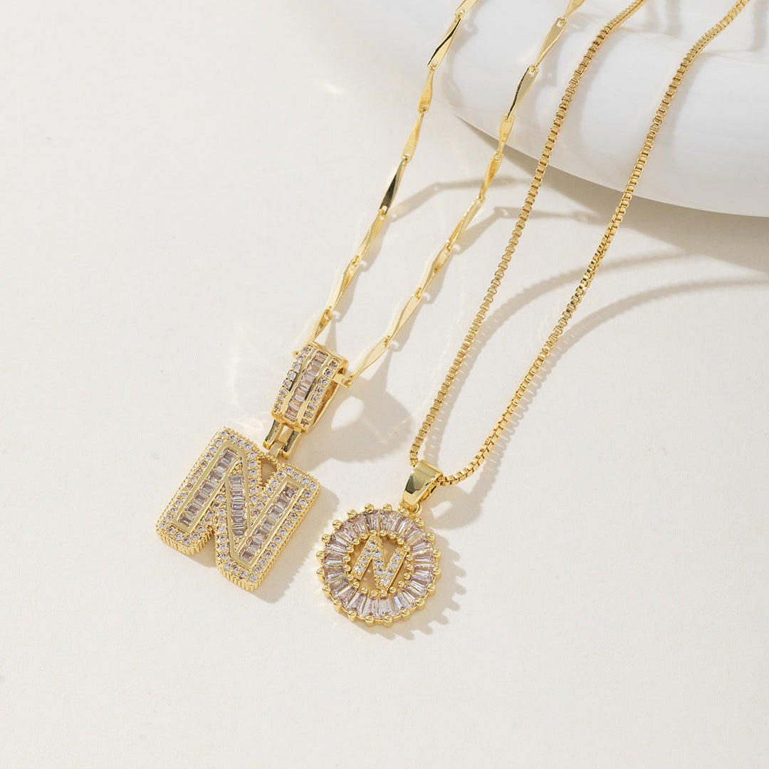 Danielle | Elegant 2-Pack Initial Letter Pendant Necklaces