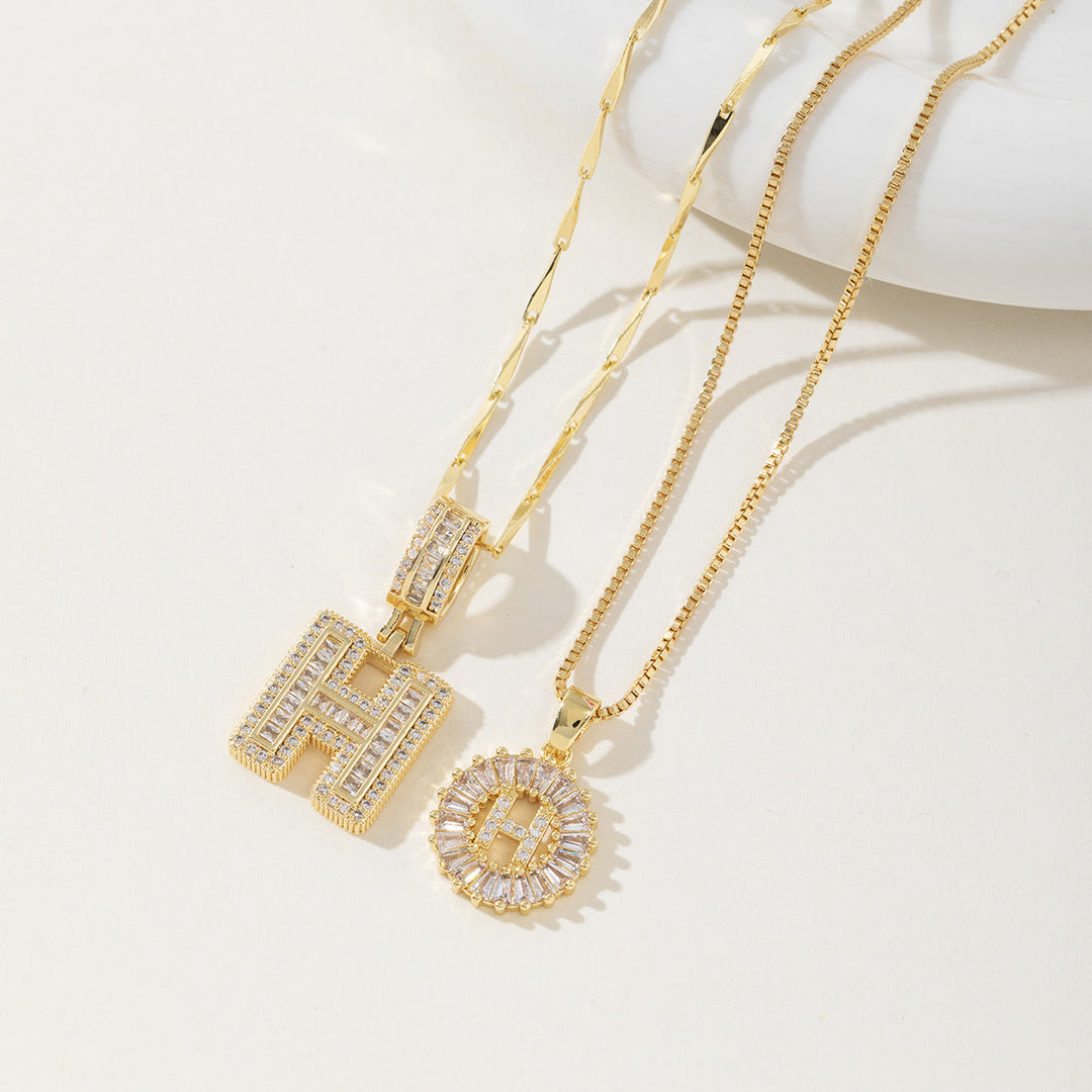 Danielle | Elegant 2-Pack Initial Letter Pendant Necklaces