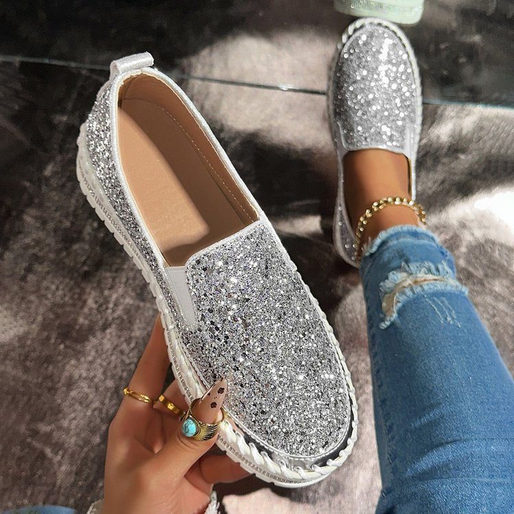 Lara | Fashionable Slip-On Glitter Loafers for Daily Wear