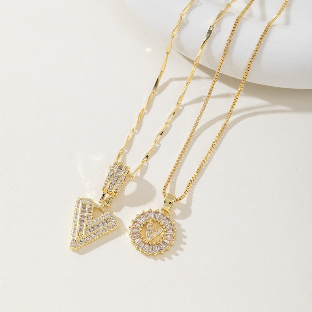 Danielle | Elegant 2-Pack Initial Letter Pendant Necklaces