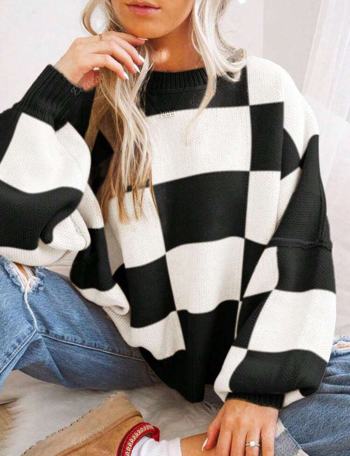 Tamara | Casual Plaid Long Sleeve Round Neck Sweater
