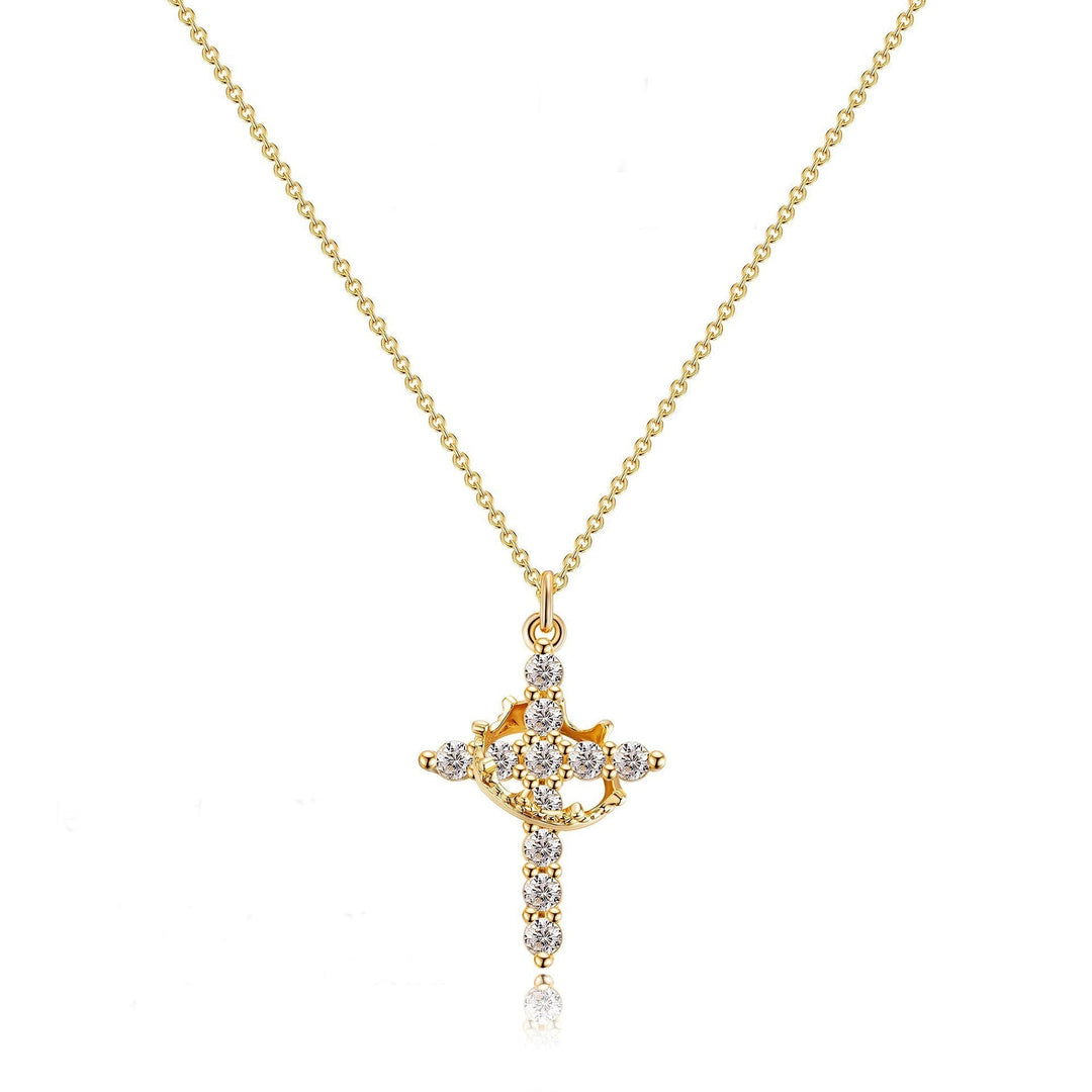 Rachael | Classic Cross & Crown Necklace