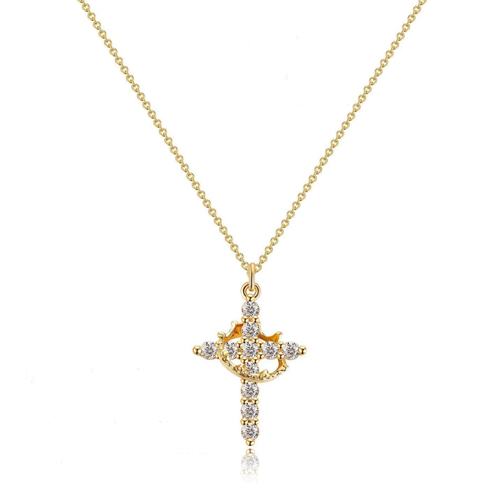 Rachael | Classic Cross & Crown Necklace