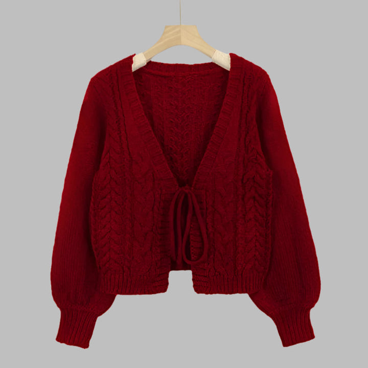 Saskia | Cosy Vintage Chunky Tie-Front Long Sleeve