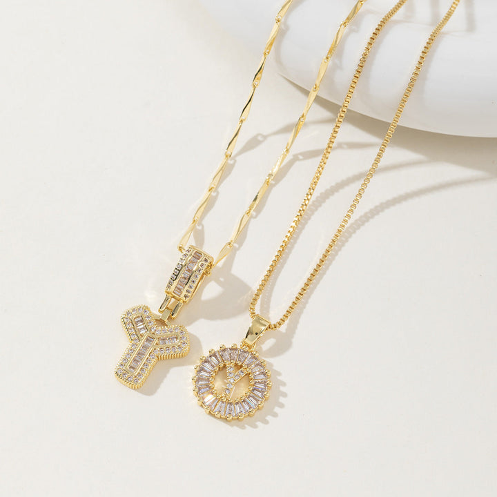 Danielle | Elegant 2-Pack Initial Letter Pendant Necklaces