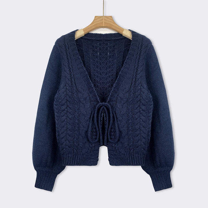 Saskia | Cosy Vintage Chunky Tie-Front Long Sleeve