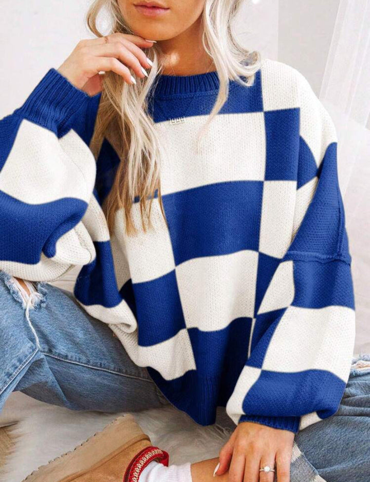 Tamara | Casual Plaid Long Sleeve Round Neck Sweater