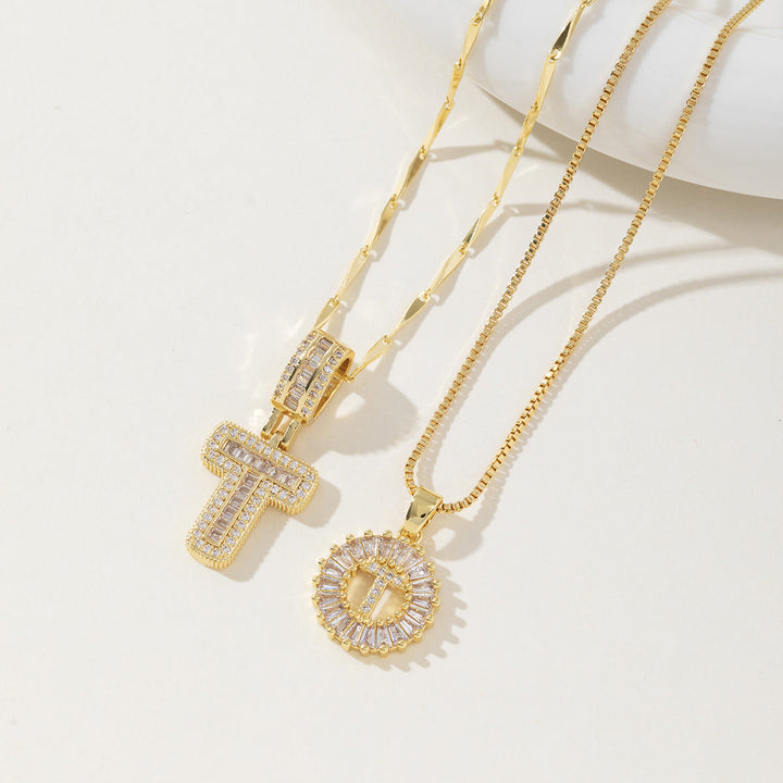 Danielle | Elegant 2-Pack Initial Letter Pendant Necklaces
