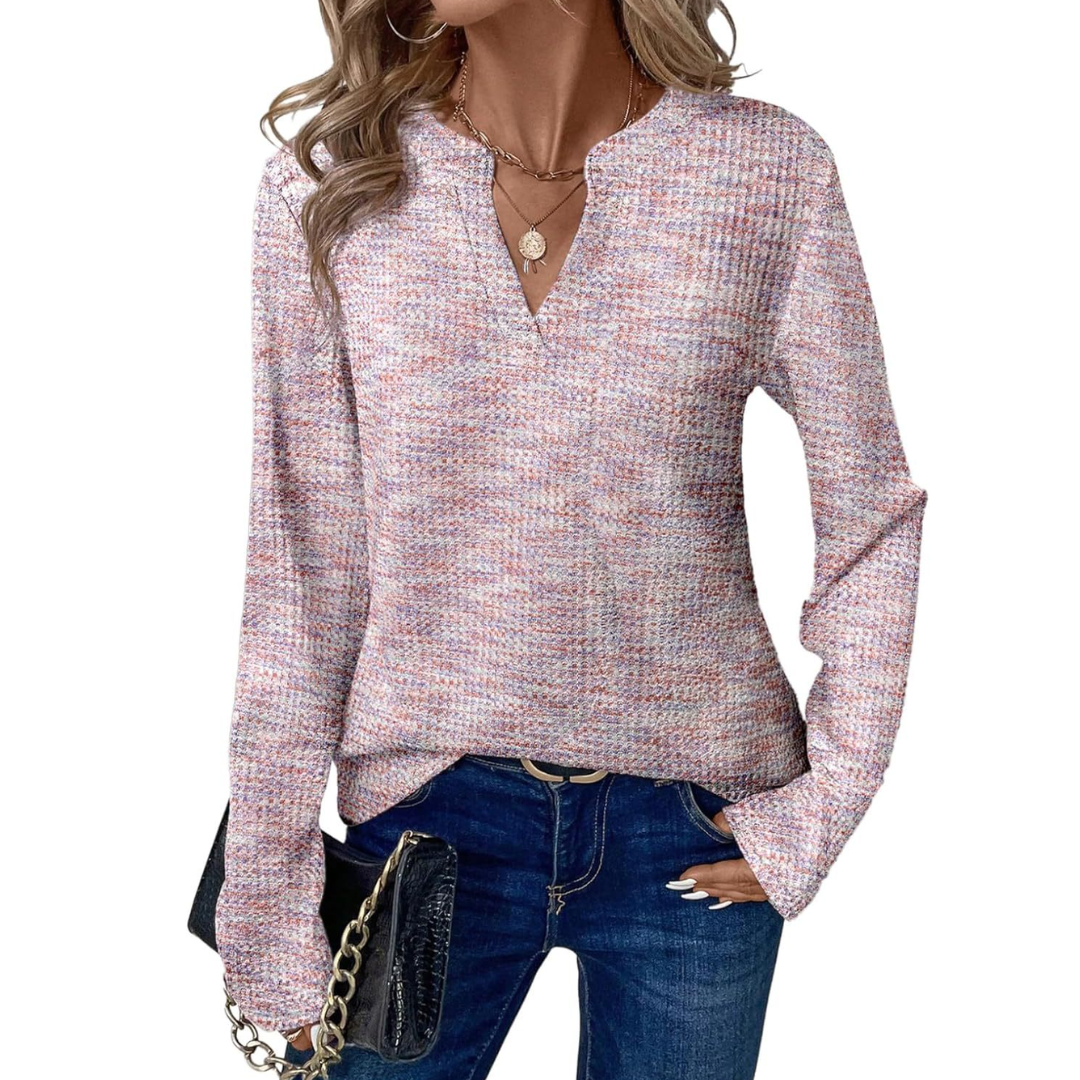 Rachael | Cosy V-Neck Waffle Knit Top