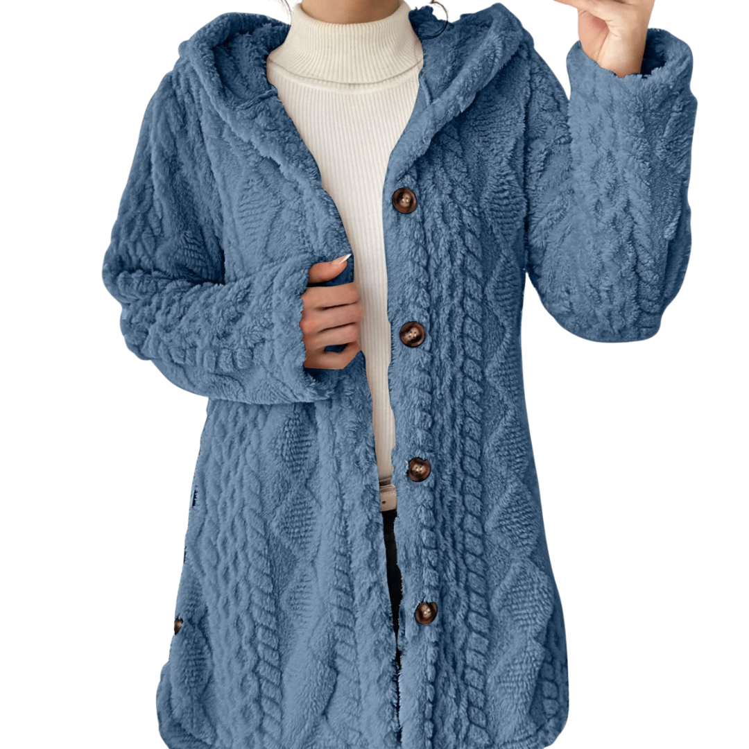 Amelia | Cosy Jacquard Fuzzy Hooded Cardigan