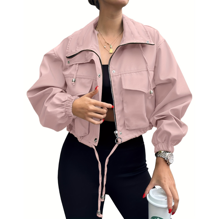 Monique | Casual Zip-Up Crop Jacket