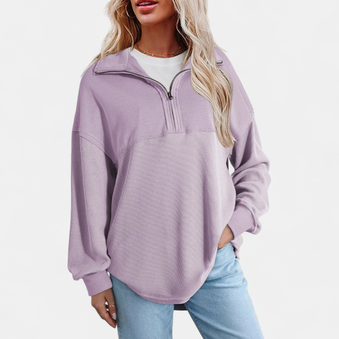 Xanthe | Relaxed Waffle Knit Pullover Top