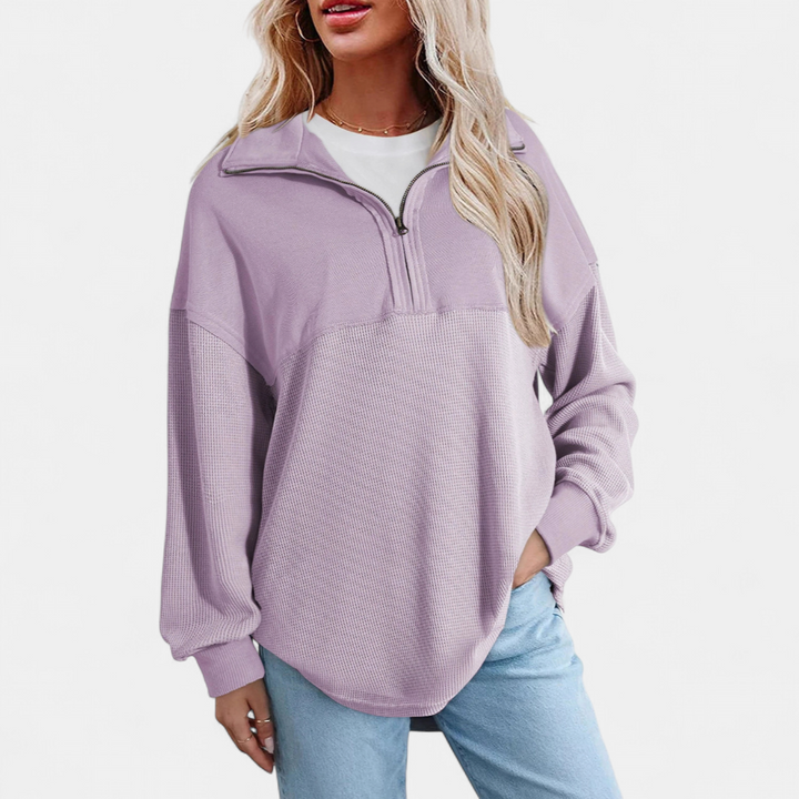 Xanthe | Relaxed Waffle Knit Pullover Top