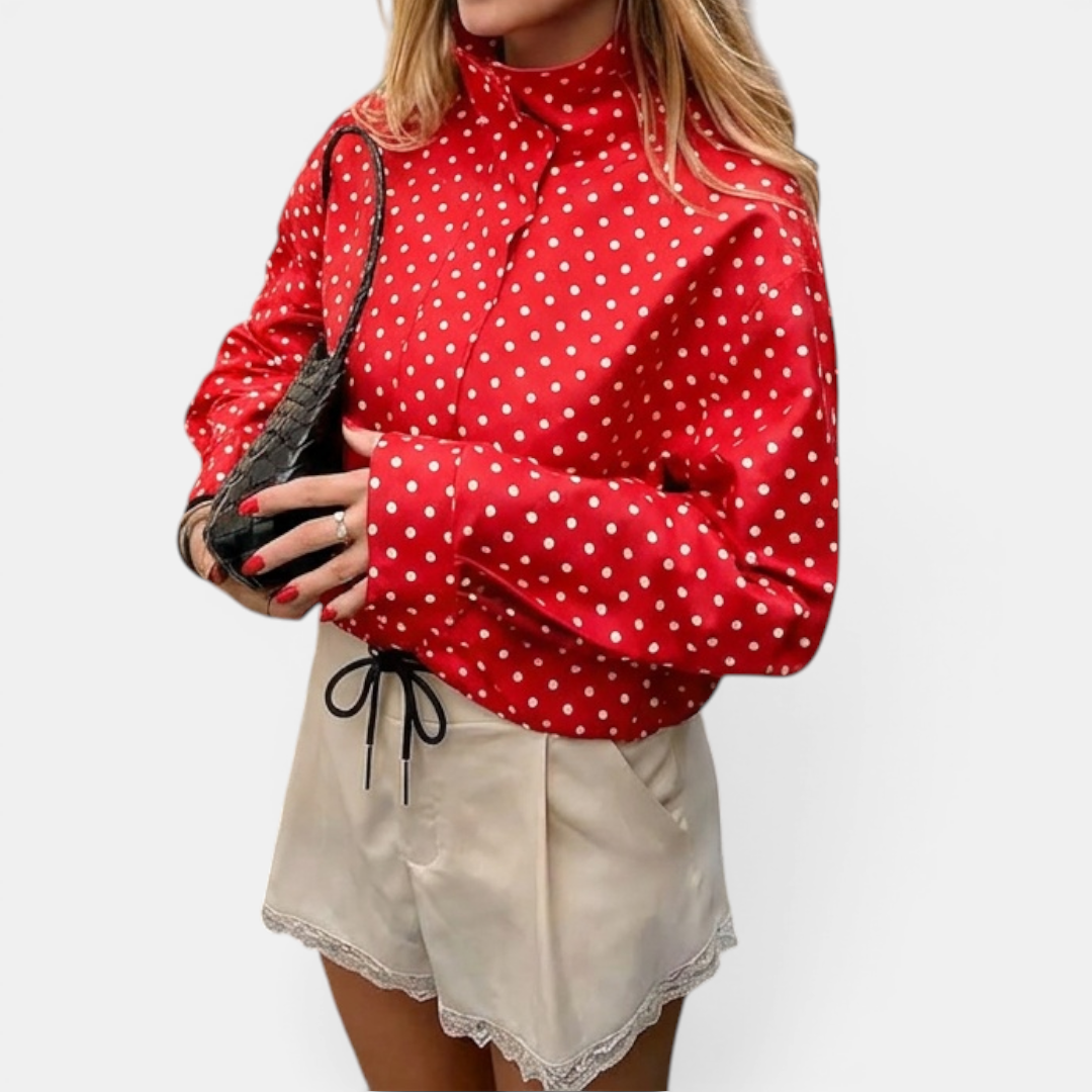 Heidi | Polka Dot Colour-Block Blazer Jacket