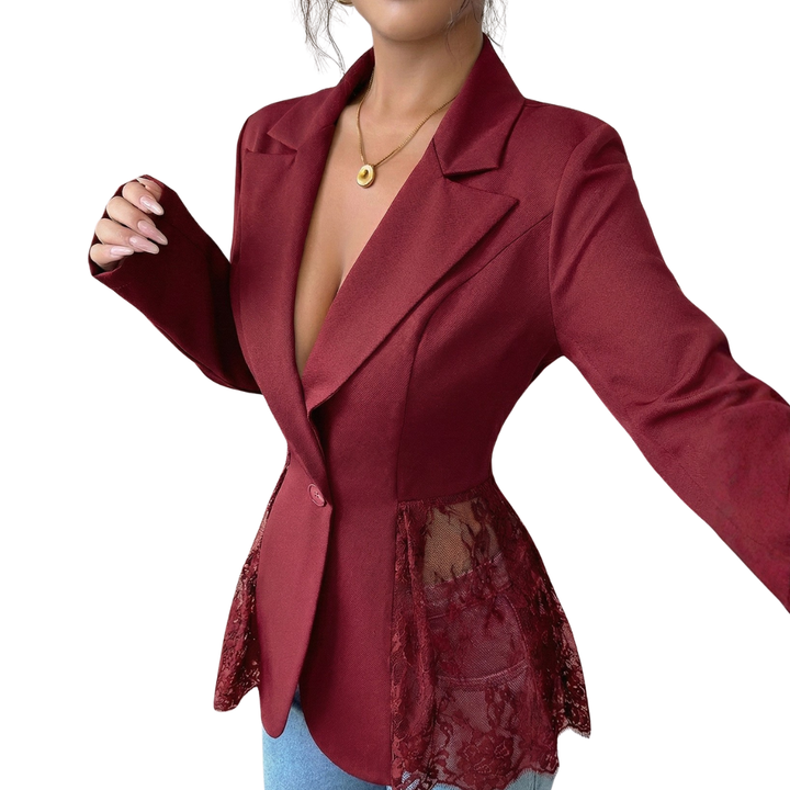 Joanna | Lace Contrast Fitted Blazer Jacket