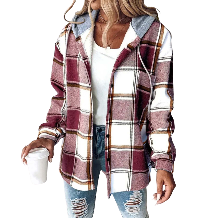 Natalie | Cosy Plaid Hooded Fleece Shirt Jacket