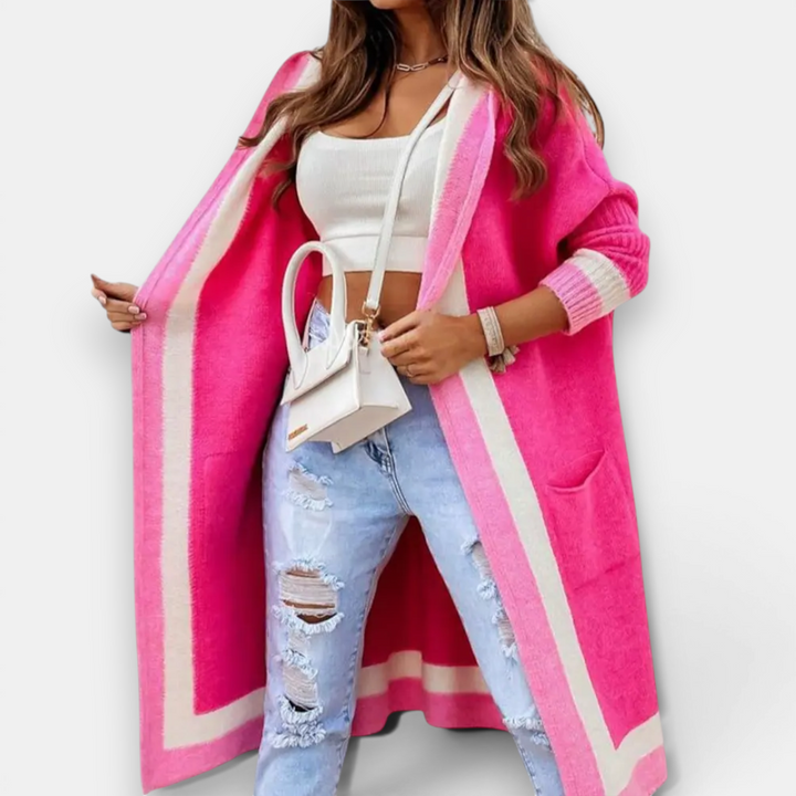 Rosie | Cosy Striped Hooded Long Cardigan