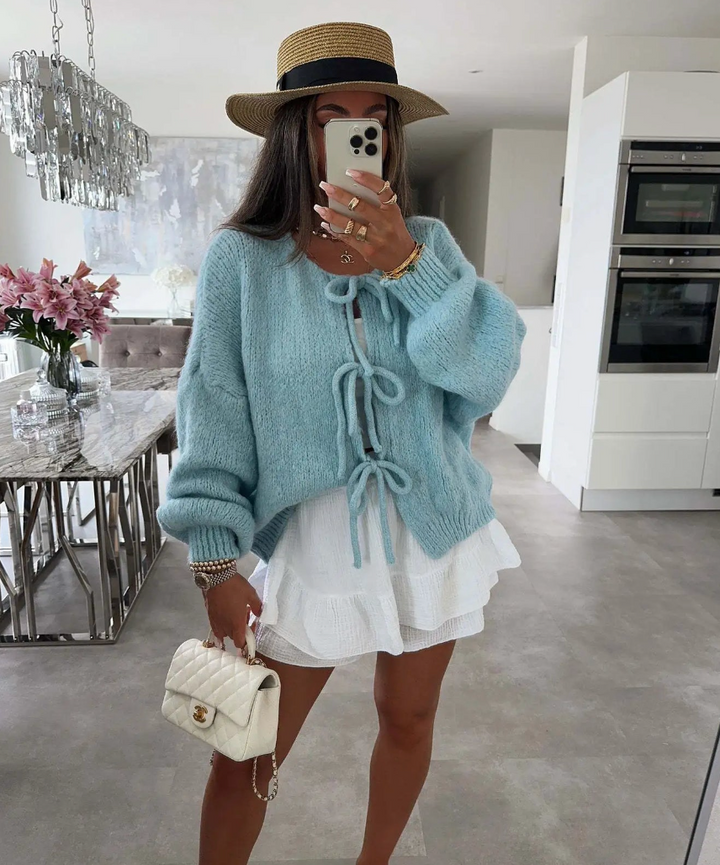 Lucy | Knitted Bow Cardigan